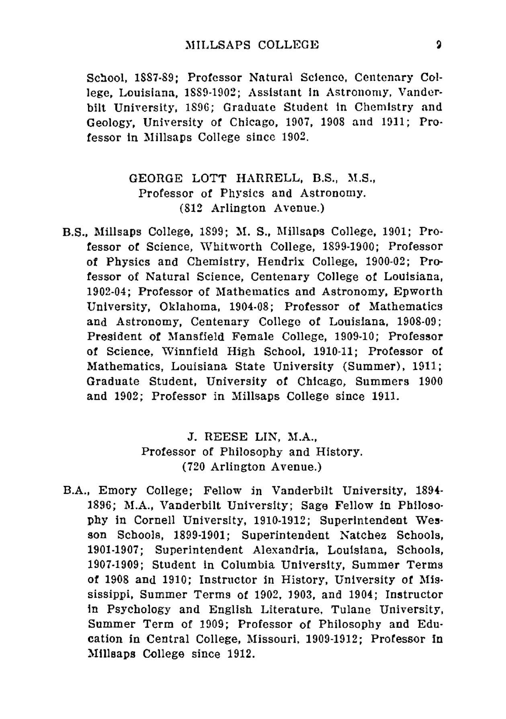 Millsaps College Catalog, 1921-1922 | Millsaps College