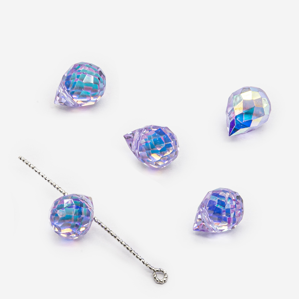 Бриолетт, фиолетовый с покрытием, 10*8мм, хрусталь