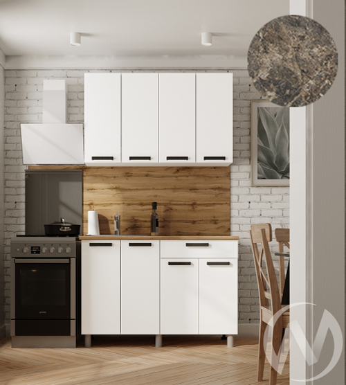 Кухня Кьяра 1.2м (корпус белый/карбон фарфор) 38мм королевский опал