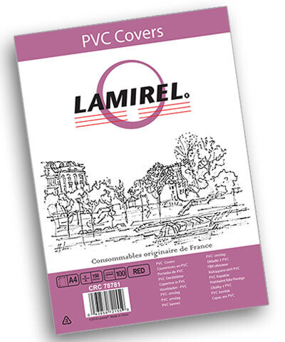 Обложки Lamirel Transparent A4, PVC, красные, 150мкм, 100 шт.