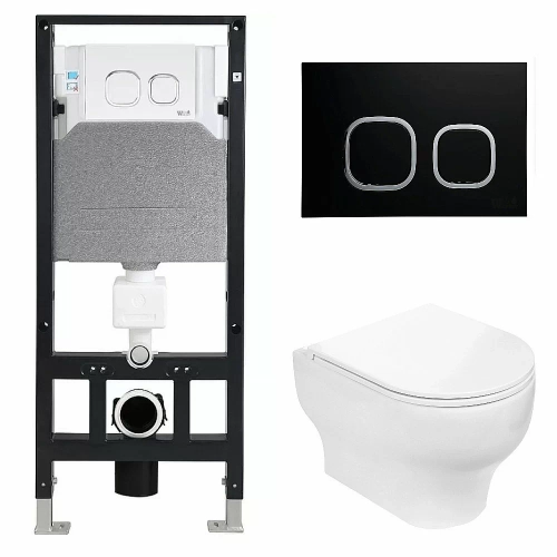 Унитаз с инсталляцией WeltWasser AMBERG 506 + ERLENBACH 004 GL-WT + AMBERG RD-BL