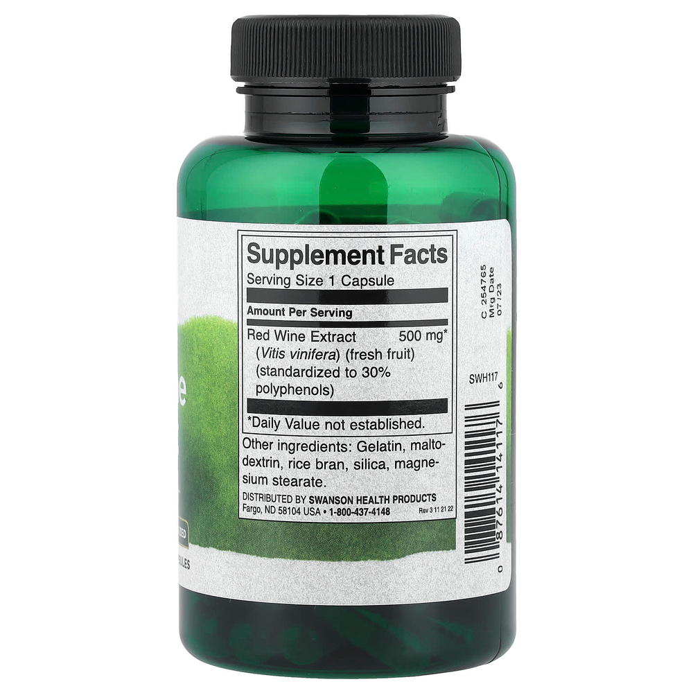 Swanson, Экстракт красного вина, 500 мг, 90 капсул