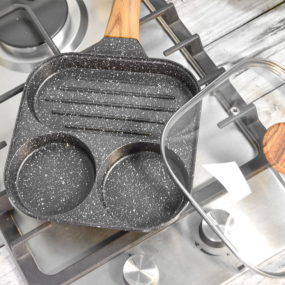 Сковорода 18,5см для завтраков со стеклянной крышкой "Nordic Stone" тм Appetite