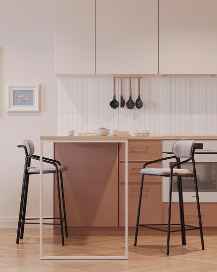 Стул полубарный ror, round, велюр, черный/серый