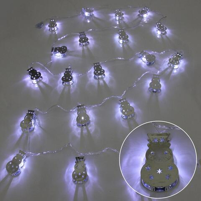 Гирлянда для дома "Серебряный снеговик" 4м 20 ламп LED 1 реж белый (Серпантин)