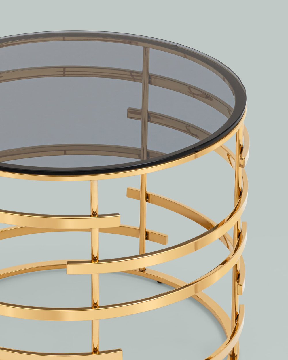 Журнальный столик Инфлюэнс 60*60 стекло smoke сталь золото