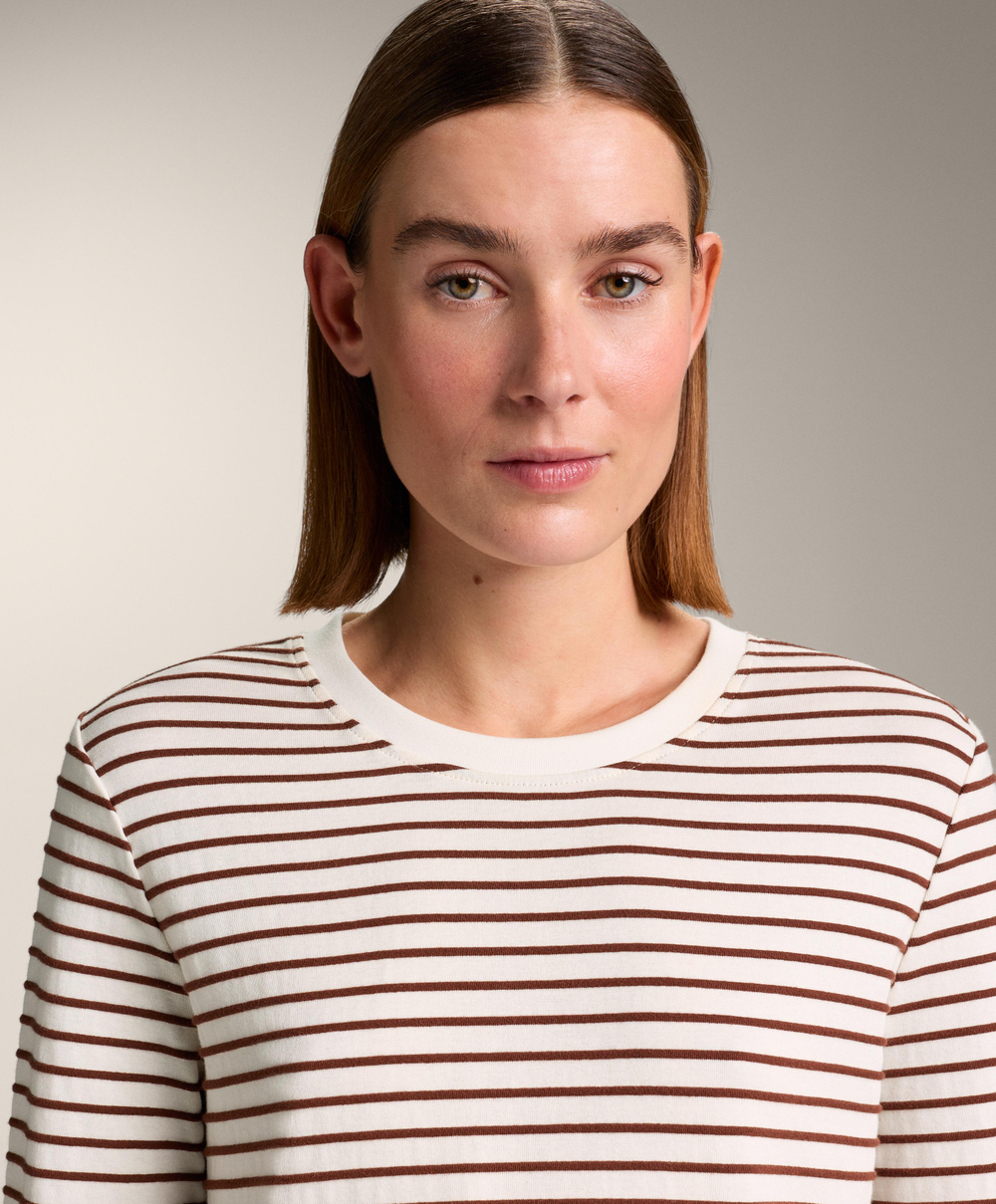 Oysho Лонгслив в полоску из смесового хлопка, коричневый