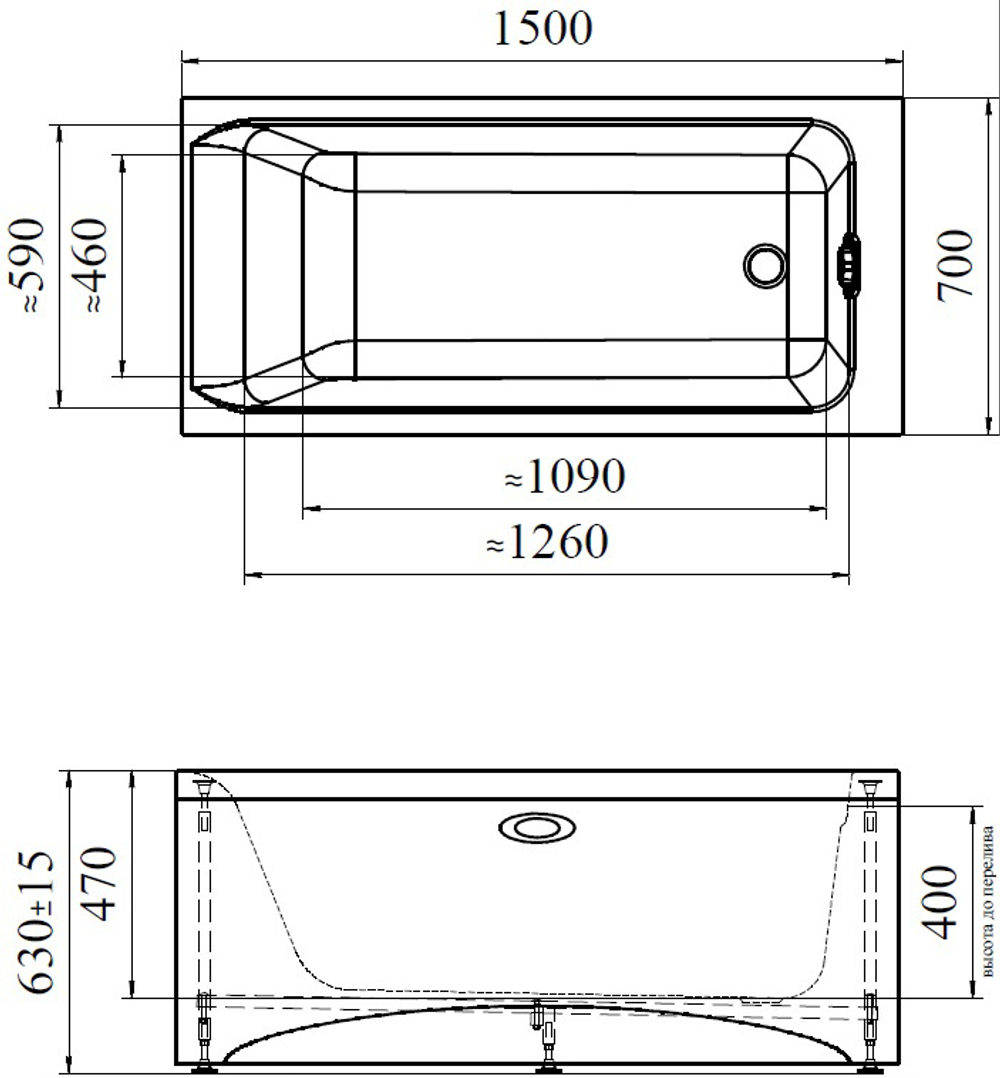 Акриловая ванна Radomir Vanessa (Радомир Ванесса) Агата 150х70, с каркасом