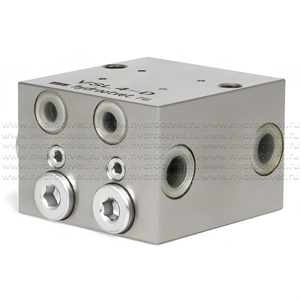 VSL4-D - Питатель для двухлинейных систем смазки с рабочим давлением 400 бар, количество выходов 4, максимальная доза 5 мл/цикл, с фиксированным винтом