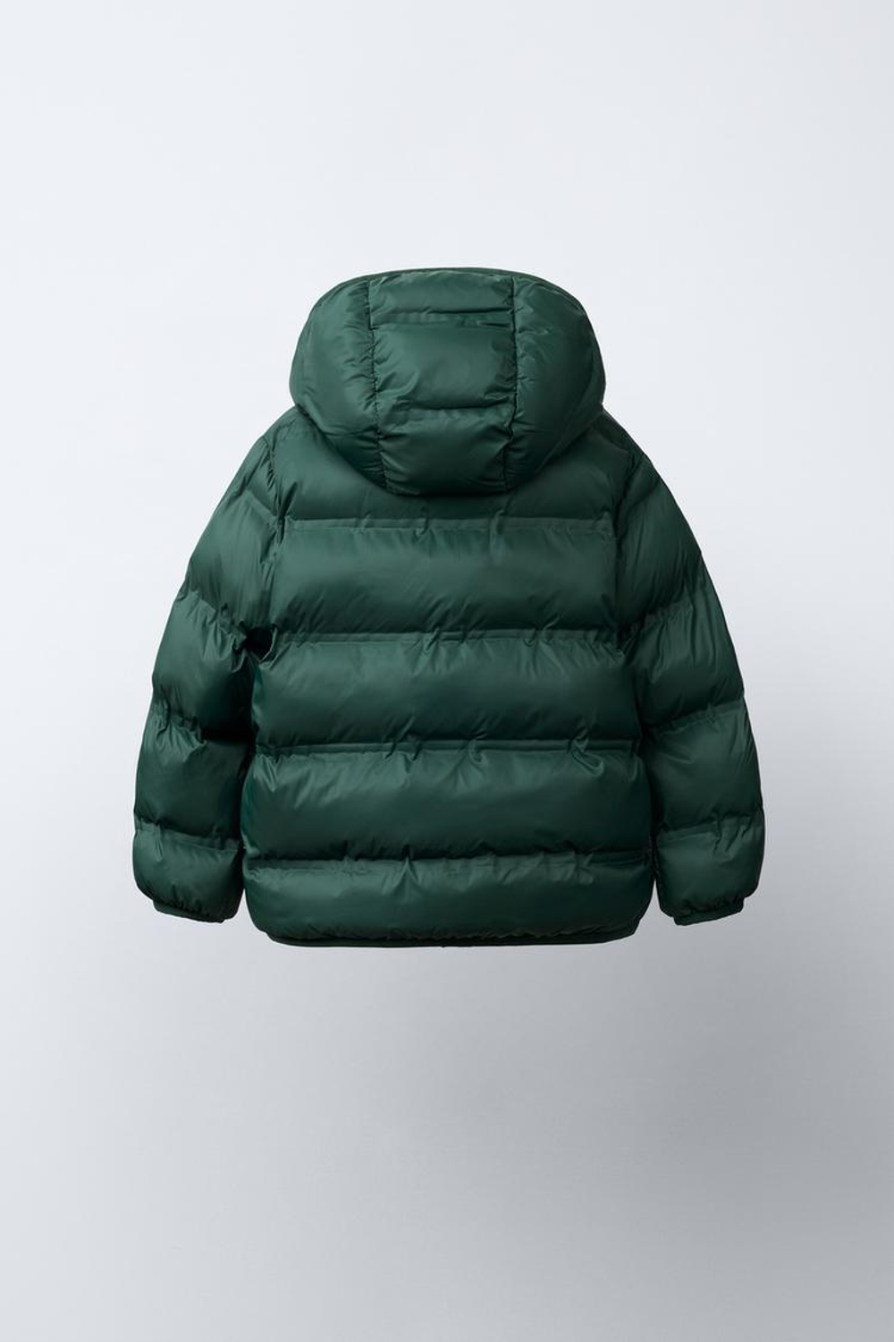 ZARA УЛЬТРАЛЕГКАЯ СТЕГАНАЯ КУРТКА С КАПЮШОНОМ, ЗЕЛЕНЫЙ