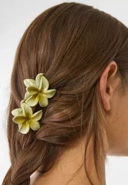 STRADIVARIUS Набор из 3 мини-заколок для волос в виде цветов, зеленый