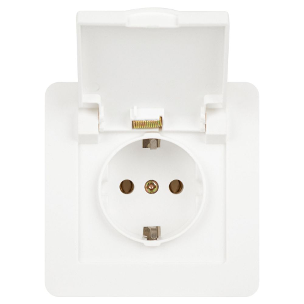 Розетка Intro Style 7-203-01 с заземлением 2P+E Schuko с крышкой, 16А-250В, IP20, СУ, белый | Intro