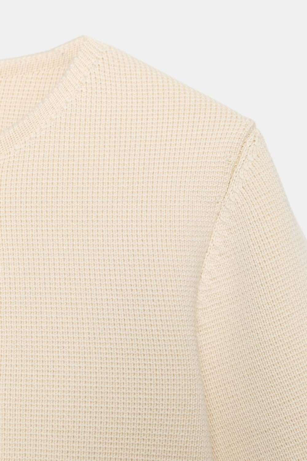 ZARA УКОРОЧЕННЫЙ ВЯЗАНЫЙ КАРДИГАН, ЭКРЮ