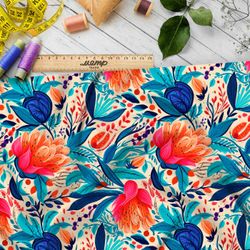 Ткань премиум бифлекс цветочная иллюстрация