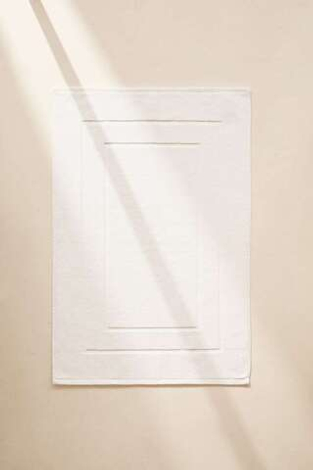 ZARA HOME ХЛОПКОВЫЙ НЕСКОЛЬЗЯЩИЙ КОВРИК ДЛЯ ВАННОЙ, БЕЛЫЙ