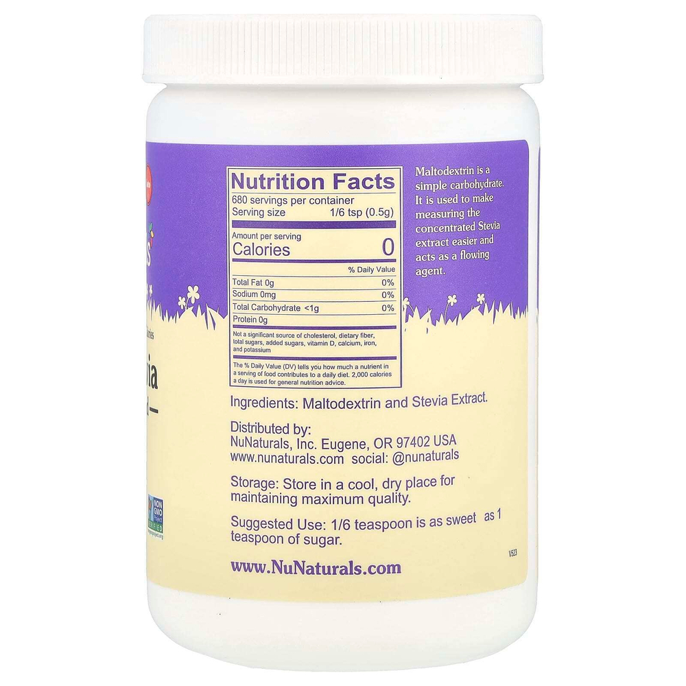 NuNaturals, NuStevia Белый порошок стевии, 12 унций (340 г)
