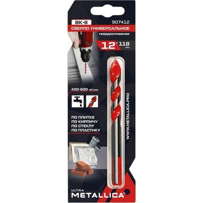 Сверло универсальное тв.спл.METALLICA Ultra 12x118,спиральное,по плитке,кирпичу   907412