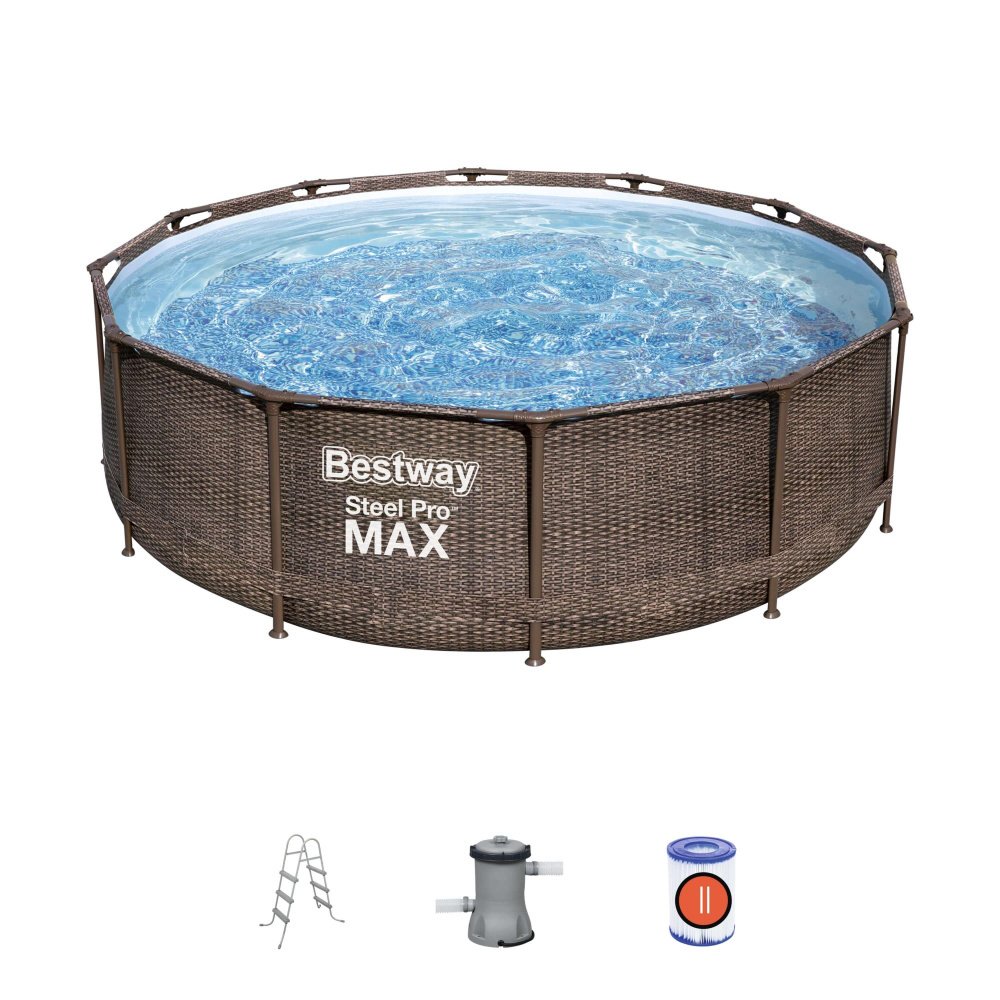 Каркасный бассейн Bestway "Ротанг", 366х100 см + фильтр-насос 2006 л/ч, лестница (56709)