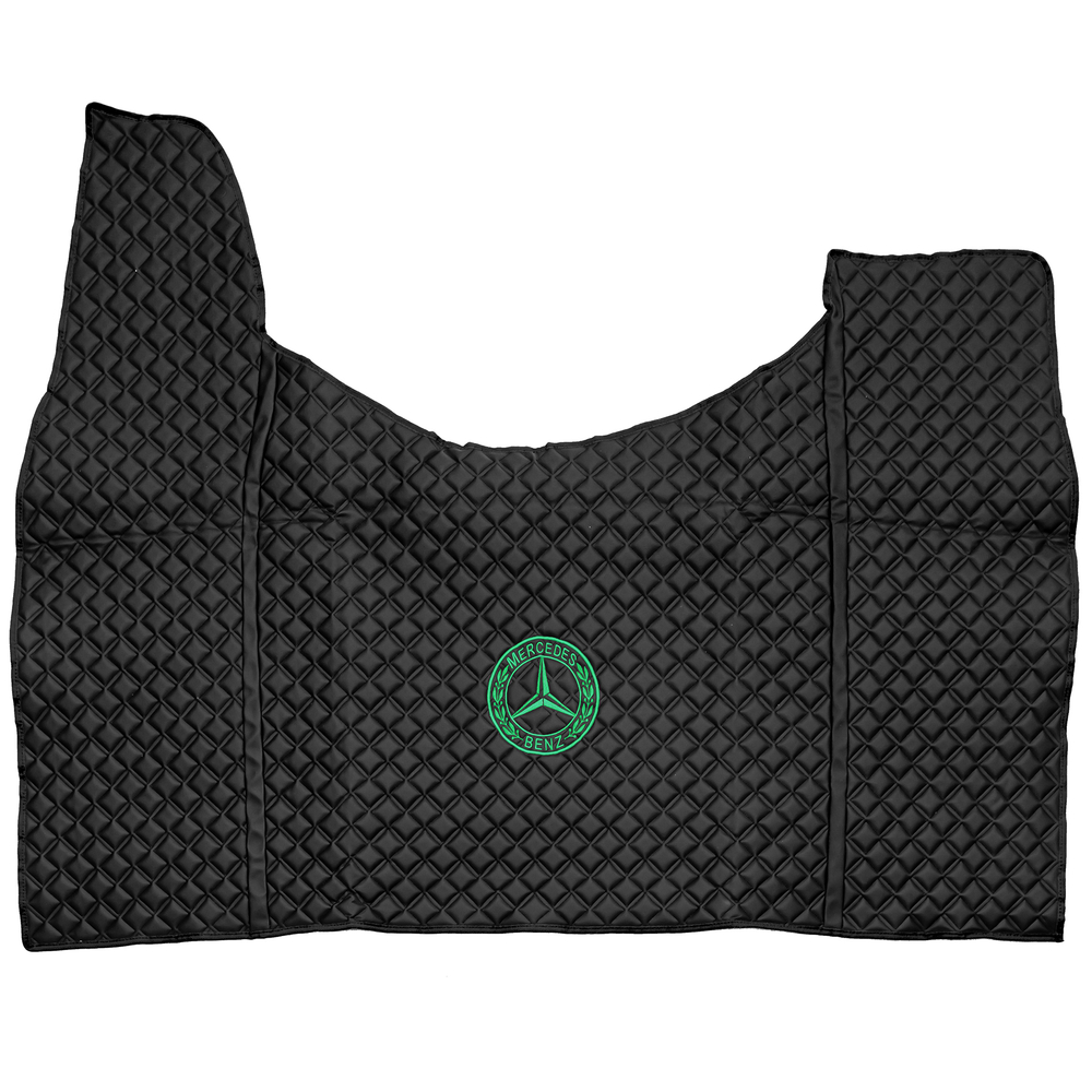 Ковры MERCEDES Actros MP3 (автомат) с шахтой (экокожа, черный, черный кант, зеленая вышивка)
