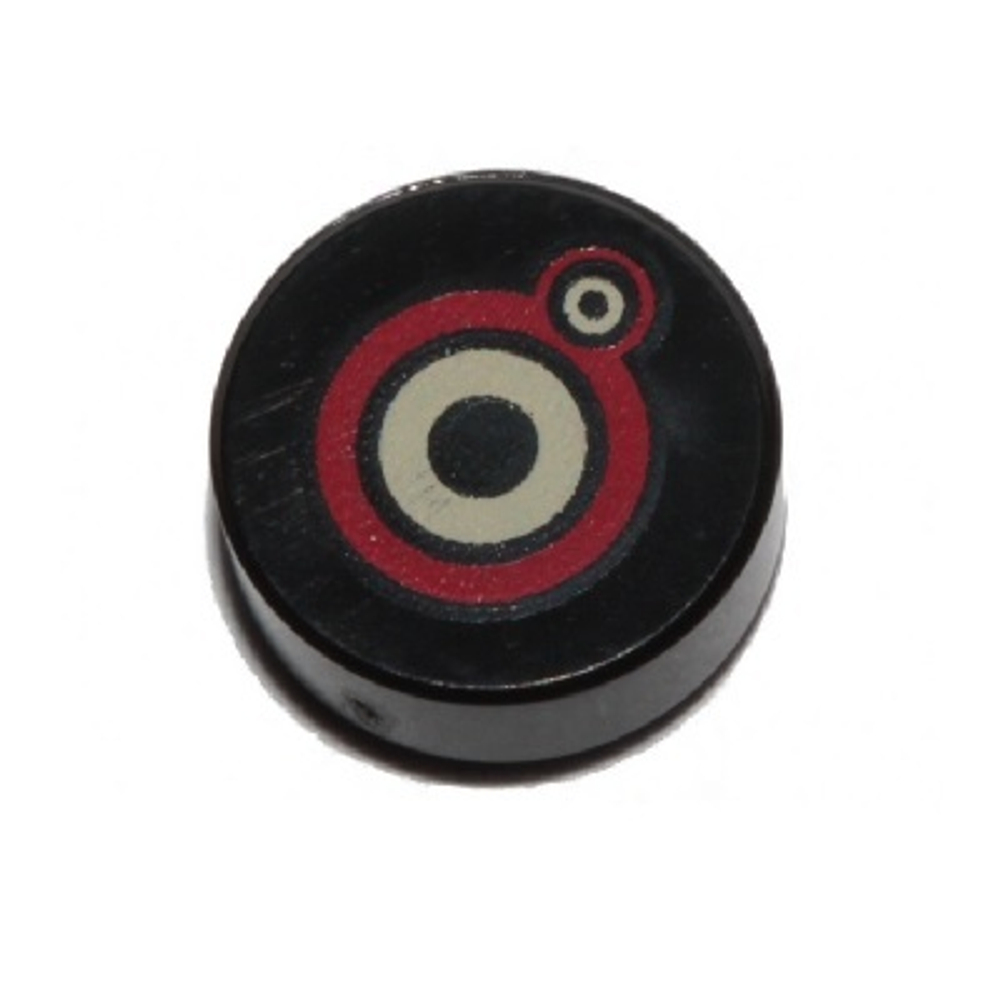 Плитка круглая 1 x 1 с узором из черных, красных и бежевых кругов (глаза монстра) 98138pb297