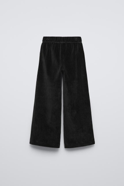ZARA БРЮКИ ИЗ ВЕЛЬВЕТА С ШИРОКИМИ ШТАНИНАМИ, ЧЕРНЫЙ