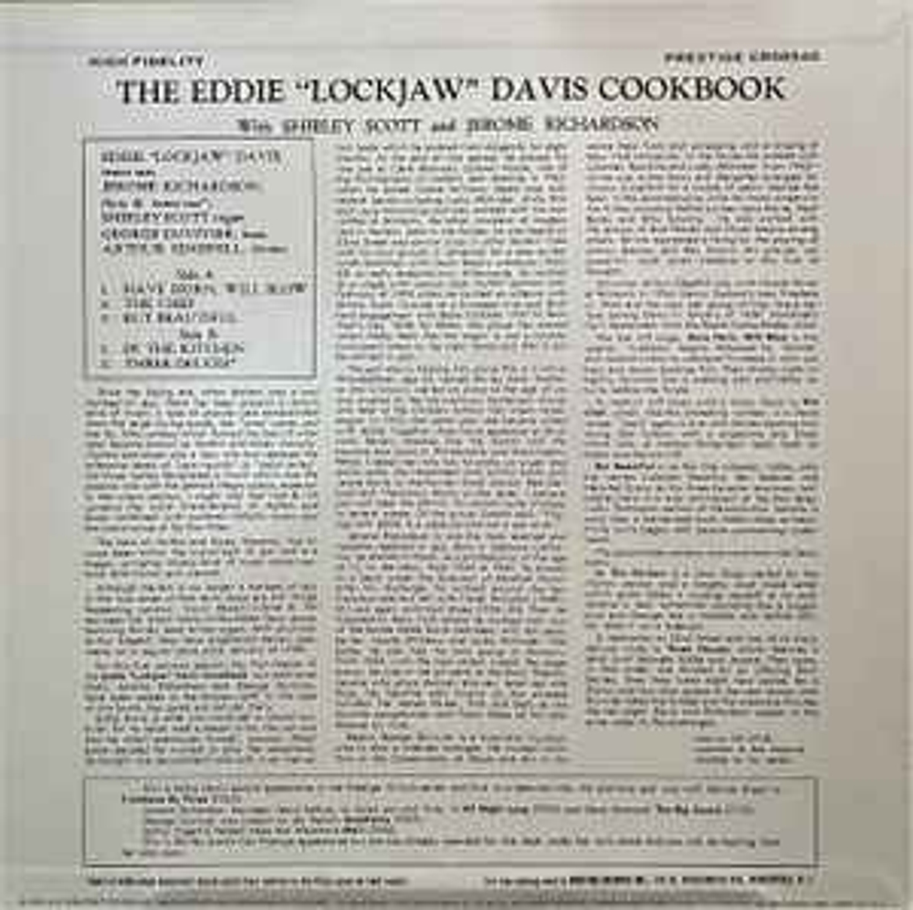 Eddie 'Lockjaw' Davis - Cookin' With Jaws And The Queen: The Legendary Prestige Cookbook Albums - 4LP Boxset из виниловых пластинок