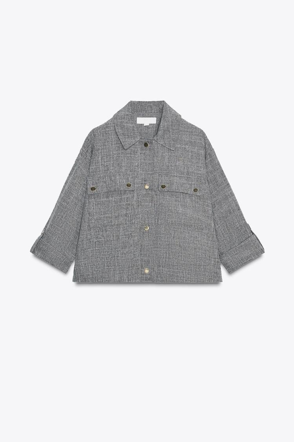 ZARA ПЕСТРАЯ КУРТКА САФАРИ, СЕРЫЙ МЕЛАНЖ