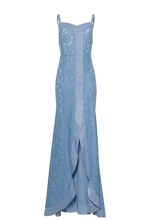 Кружевное платье-сарафан голубое 68-16SS
