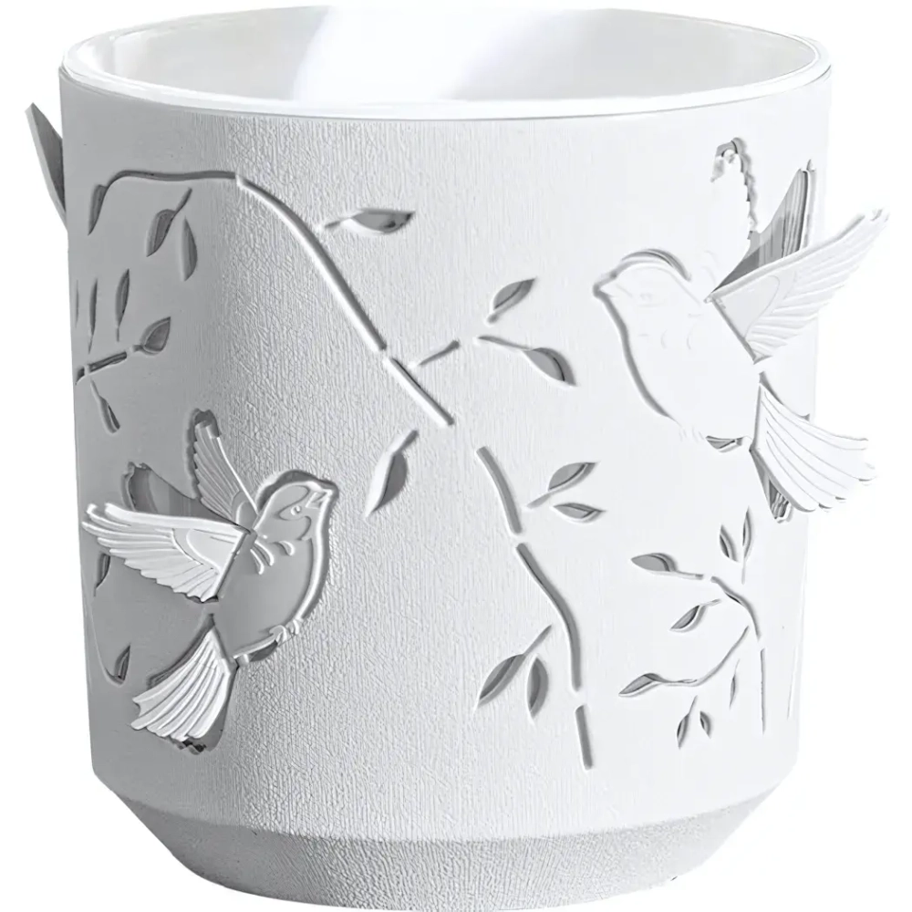 Кашпо для цветов пластиковое 1,25л d-13см «Колибри» Белый/Белый