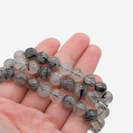 Кварц натуральный с турмалином и рутилом, 8,7мм, бусины в форме шара