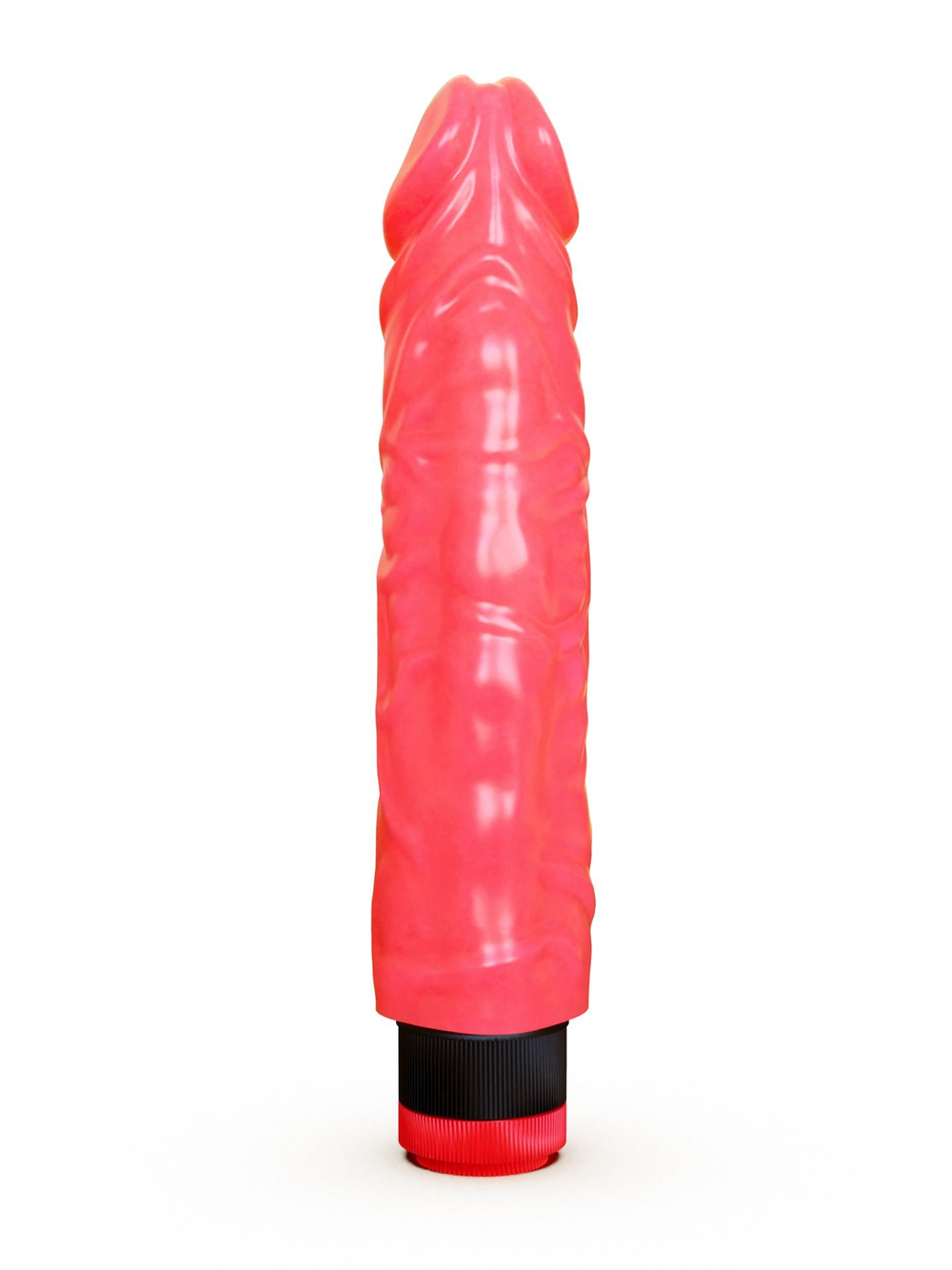 Рельефный розовый вибратор-реалистик - 19,5 см. (Цвет: розовый)
