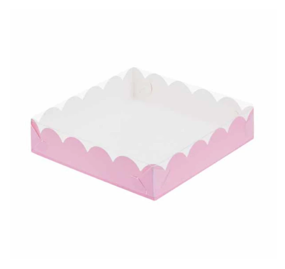 Коробочка для печенья 12х12х3 см розовая