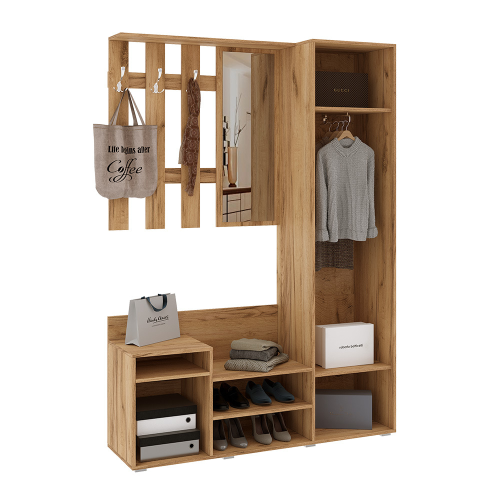 Прихожая Визит, Белый Глянец холодный, Дуб крафт