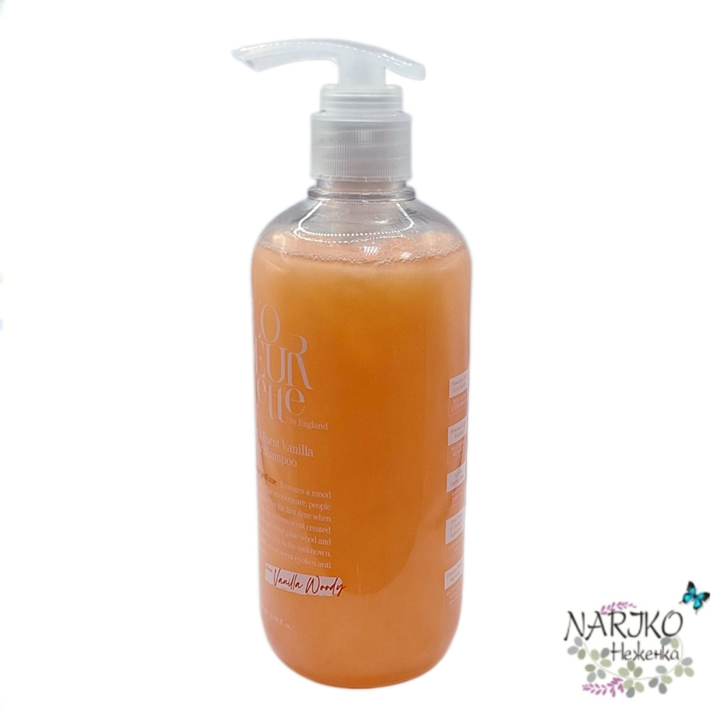 Парфюмированный шампунь для волос c ароматом шафрана, имбиря и ванили L'ODEURLETTE In England Colorfit Burnt Vanilla Hair Shampoo, 500 мл.