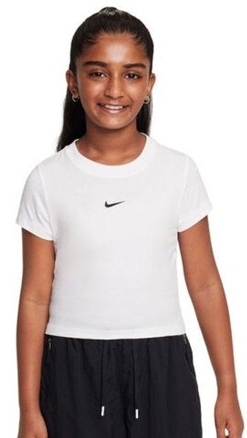 Футболка для девочки теннисная Nike Girls Sportswear Cropped - белый