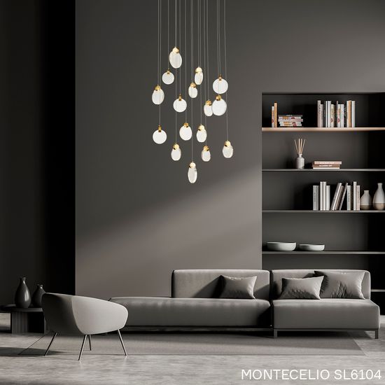 SL6104.203.06 Светильник подвесной ST-Luce Золотистый/Прозрачный,С пузырьками воздуха LED 6*3W 3000K MONTECELIO