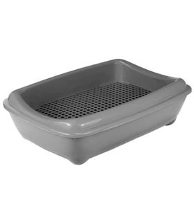 Моськи-Авоськи Туалет для кошек с рамкой-сеткой, глубокий (под наполнитель) 43*30*12см, серый