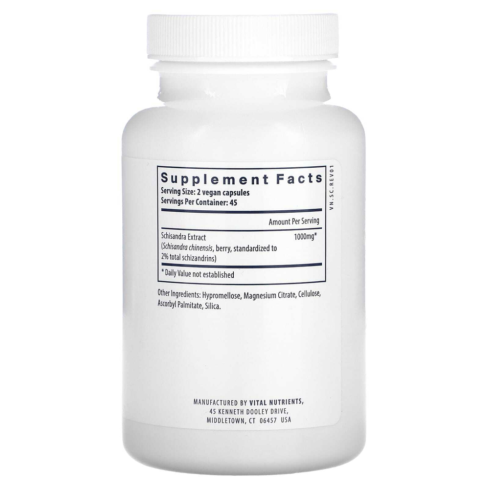 Vital Nutrients, Экстракт лимонника, 1000 мг, 90 веганских капсул (500 мг в каждой капсуле)