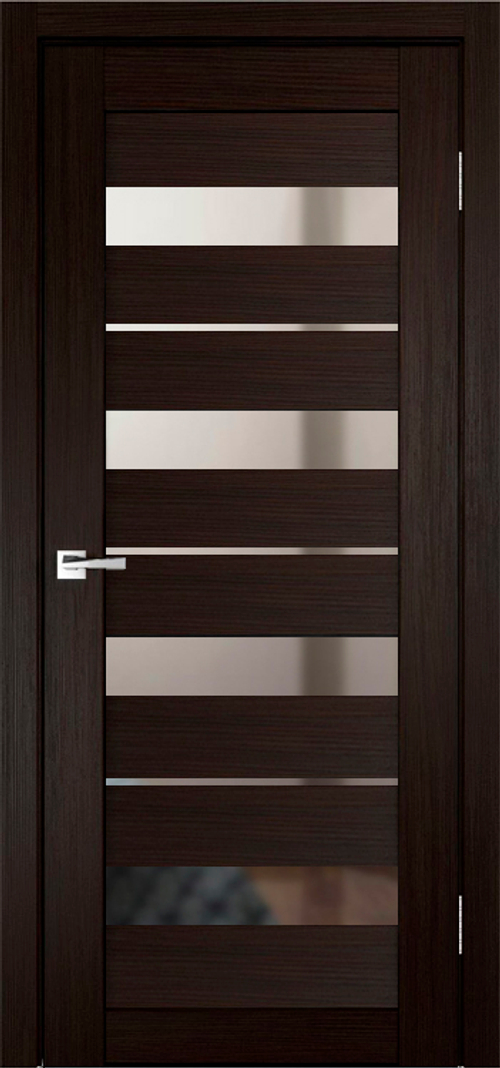 Межкомнатная дверь Велюкс 2 Ясень грей / Цвет тон Венге / Зеркало / Двери Верда