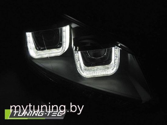 Передние фары U-Type для Volkswagen Golf VI (08-12) динамические черные