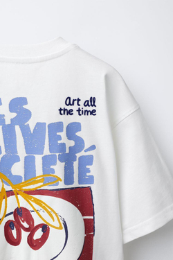 ZARA ФУТБОЛКА С РЕЛЬЕФНОЙ НАДПИСЬЮ, БЕЛЫЙ