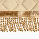 Шторы спального места с прихватами в кабину грузовика. Ламбрекен из экокожи с вышивкой Тигр и прихватами. Высота 1,5м, ширина одной стороны - 1,15м. Блэкаут, велюр. Бежевый цвет с бежевой бахромой