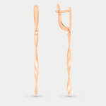 Длинные серьги для женщин без вставок из розового золота 585 пробы (арт. 224041)