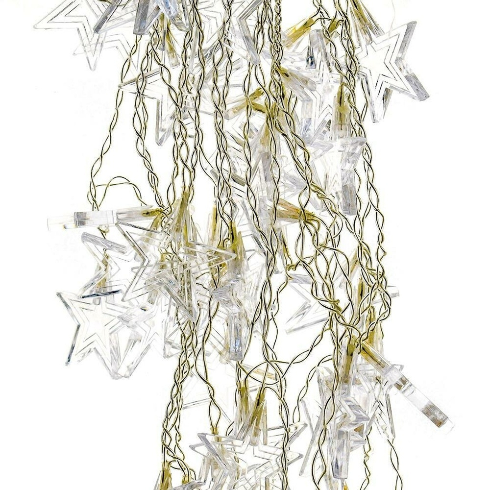 Электрогирлянда LED Бахрома цветная Звездочки 54 ламп, 2,5м, 1 р.м, прозрачный провод