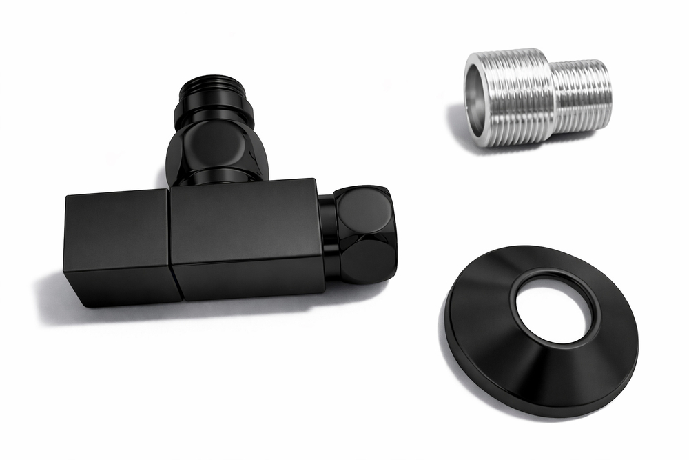 Комплект осевых вентилей угловых Moda-Quadro 1/2*3/4 с круглыми отражателями