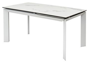 Стол CREMONA 180 KL-188 Контрастный мрамор матовый, итальянская керамика/ белый каркас