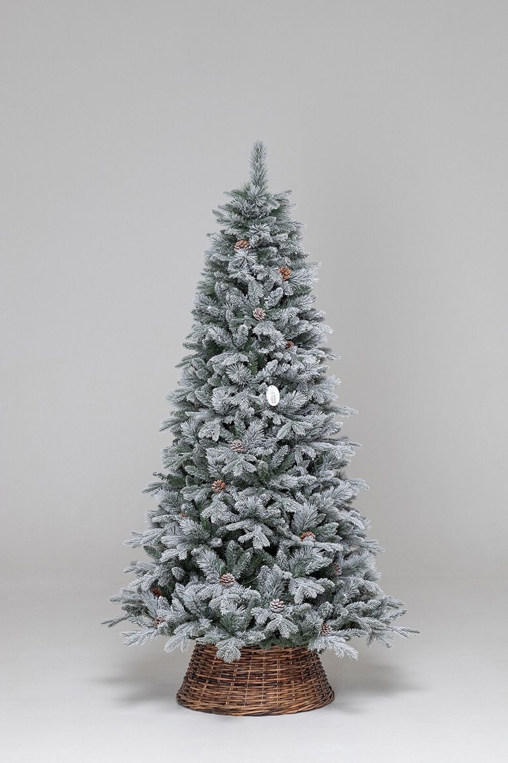 Заснеженная елка с гирляндой 2в1 "Скандинавия" с шишками (Литая+пвх) от 2,1 м до 3 м