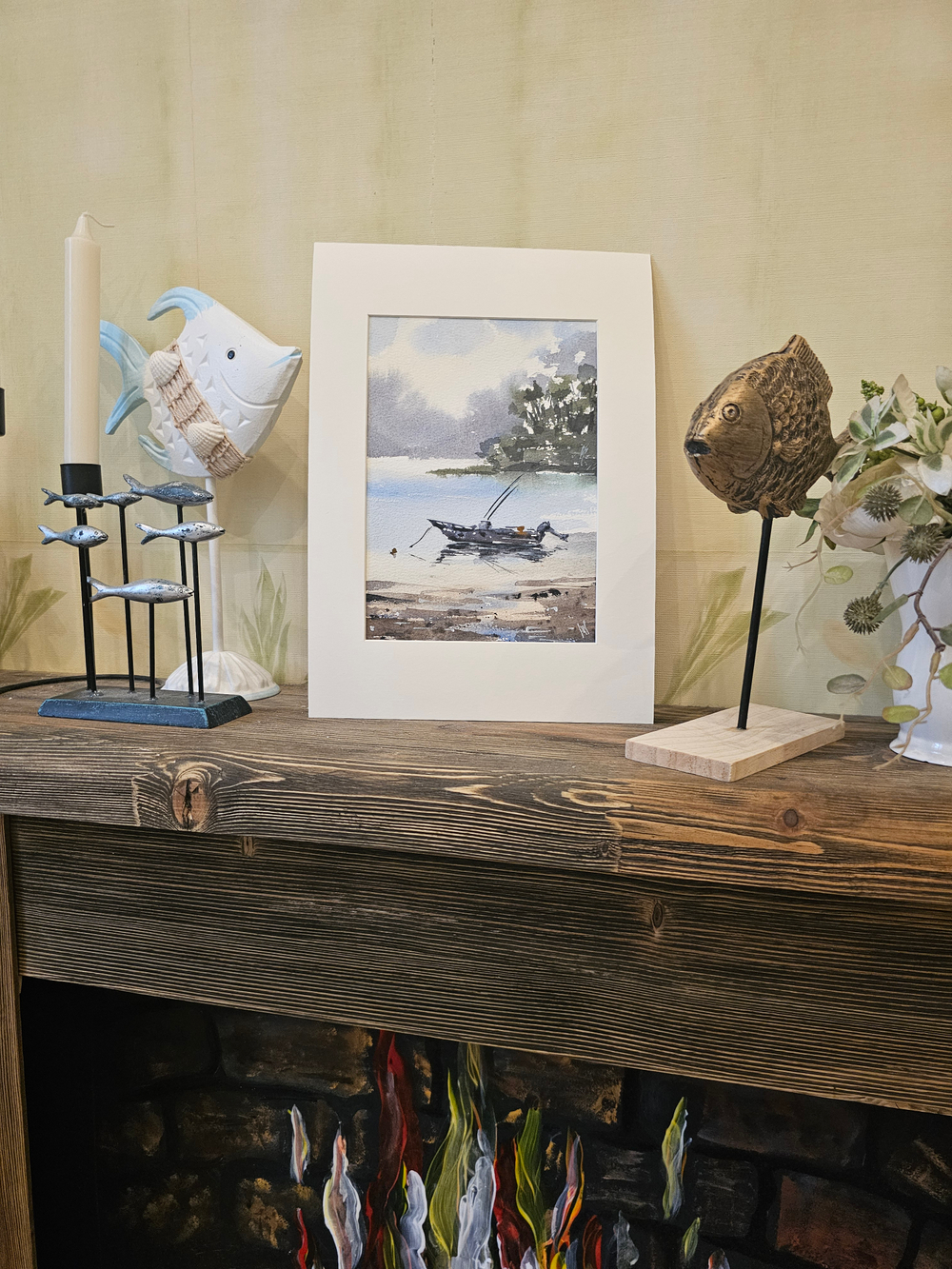 Картина авторская акварельная в паспарту 21х30 см на стену для интерьера "В ожидании..."