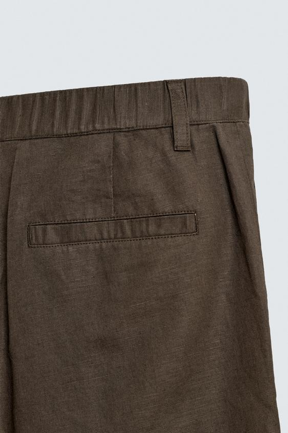 ZARA ШОРТЫ REGULAR FIT ИЗ КОНОПЛИ И ХЛОПКА, КОРИЧНЕВЫЙ