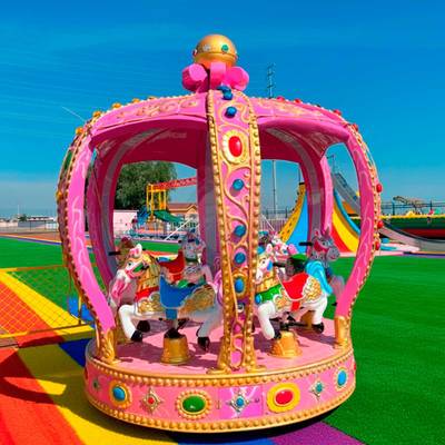 Детская электрическая карусель «Корона Принцессы» розовая, 6 мест